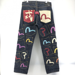 【中古】EVISU PARIS Lot.0065 メニーポケット 戎プリント サイズ：W36×L34 エヴィス デニム インディゴ アメカジ [240024417713]