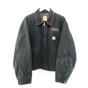 【中古】Carhartt デトロイトジャケット UFCWタグ サイズ48R ブラック △右袖スナップボタン　カーハート[240024420497]