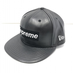 【中古】Supreme×NEW ERA 2015AW Leater Box Logo(内側汚れ) 59.6cm ブラック シュプリーム ニューエラ レザーボックスロゴ[240024428464]