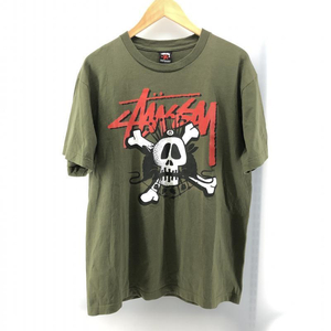 【中古】STUSSY 00s メキシコ製 アイコンプリントTシャツ(日焼けあり) M オリーブ　ステューシー[240024428648]