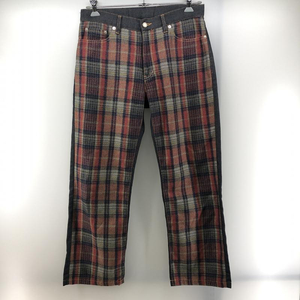 【中古】COMME des GARCONS　HOMME チェック切り替え　デニムスラックス　サイズS AD2002 HF-P005 コムデギャルソンオム [240024429801]