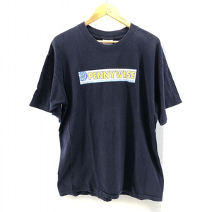 【中古】PENNYWISE 90s ロゴプリントTシャツ L ネイビー　ペニーワイズ[240024433348]