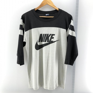 【中古】NIKE 80s 紺タグ フットボールTシャツ M グレー×ブラック　ナイキ[240024433586]