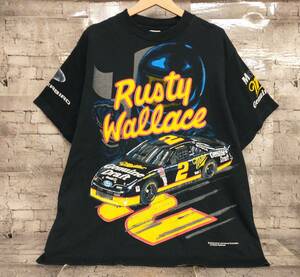 Rusty Wallace ラスティワレス 半袖Tシャツ レーシング 古着 サイズXL ブラック 店舗受取可