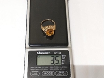 K18 ゴールド 約12号 総重量約3.5g 黄色石 リング 指輪 仕上げ済_画像8