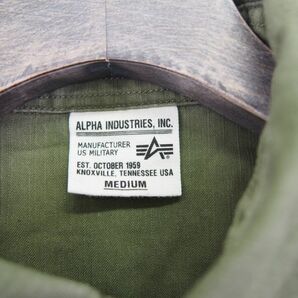 アルファ ALPHA INDUSTRIES INC ベトナム刺繍*半袖コットンミリタリーシャツ(S)カーキグリーンの画像3