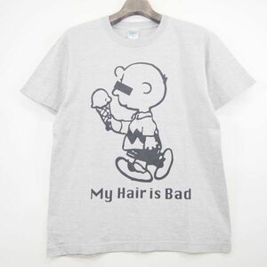 マイヘアーイズバッド My Hair is Bad THE NINTH APOLLO チャーリーブラウン 半袖プリントTシャツ(M)グレー/マイヘア
