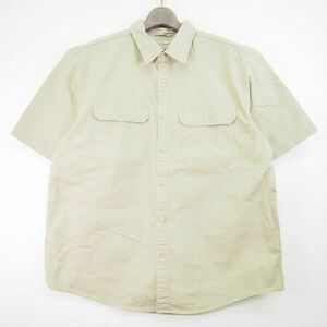 エルエルビーン L.L.Bean 半袖ミリタリー ワークシャツ サファリシャツ(XL)カーキ
