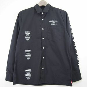 ヴァルゴ VIRGO プリント長袖コットンシャツ(2)ブラック/日本製