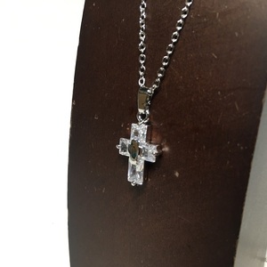 クロス 十字架 ラインストーン ジルコニア シルバー 銀 SILVER ネックレス 2422