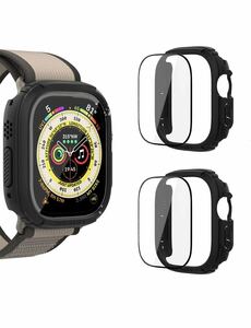 Apple Watch ultra ケース ガラスフィルム Apple Watch ultra 49mm ケース アップルウォッチカバー 保護カバー