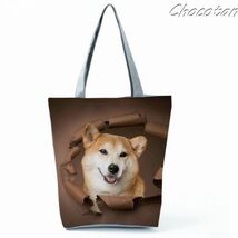 【送料無料】柴犬 Ａ 内布 ポケット付き トートバッグ【新品】_画像5