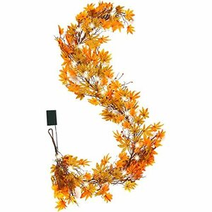 DERAYEE 秋の葉 カエデの葉 ガーランド 感謝祭 ハロウィン クリスマス 飾り 人工葉 電池式 20個のLED 長さ1.8M ストリングライト 秋の装飾