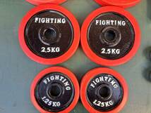 FIGHTING ROAD ファイティングロード ラバーダンベル プレート5kg×8/2.5kg×4/1.25×4計55kg＋シャフト、カラー2.5kg？ 計60kg？_画像4