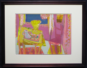 Art hand Auction ◆V Moran Gouache interior 25, 9 cm x 35, 8 cm Manuscrito Enmarcado Autenticidad garantizada Nabi Bonnard Denis Vuillard Sérusier Henri Matisse Picasso, cuadro, acuarela, pintura abstracta