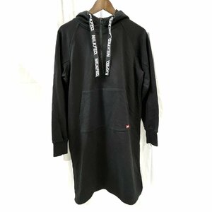 MILKFED. ミルクフェド 長袖 スウェットパーカー Ｓサイズ 膝丈 レディース ブラック 黒 服 ガールズ チュニック ワンピース【道楽札幌】