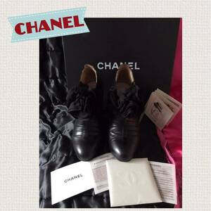 used!美品☆ CHANEL シャネル ☆本革リアルレザー ブーティー フラワーコサージュ パンプス