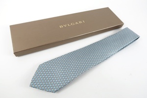 【新品同様・未使用】BVLGARI ブルガリ ネクタイ シルク100％ ブルー系 服飾 小物【ON69】