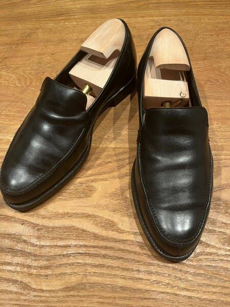 CROCKETT&JONES クロケットアンドジョーンズ× BEAMS F ビームスエフGAVIN カーフ エプロンフロントローファー コブラヴァンプ ブラック