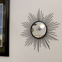 フランス ビンテージ ノワールワイヤー 壁掛け 鏡 ウォールミラー 黒 ワイヤー フレーム :A アンティーク _画像1