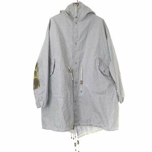 JUNYA WATANABE COMME des GARCONS MAN ジュンヤワタナベ 19SS カモフラ切替ギンガムチェックモッズコート グレー M ITSH5BWVD9TE