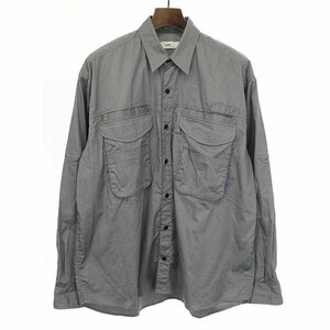 unfil アンフィル washed cotton-twill fishing shirt コットンツイルフィッシングシャツ グレー サイズ:4 メンズ ITA1DHCIYH82