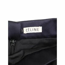 CELINE セリーヌ シルクサテン切替ウールスカート ネイビー サイズ:36 レディース IT46CRR3FGCO_画像3