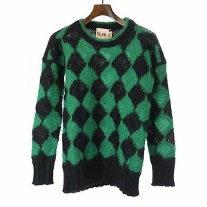 PLAN C plan si-20AW check pattern mo hair knitted sweater green × black size :36 lady's ITJ721K7Q7NQ