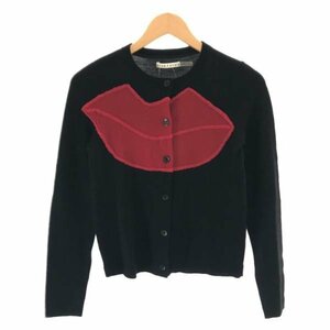 Alice+Olivia Alice and oli Via lip embroidery wool knitted cardigan black size :S lady's IT1W2AXJJZ7S