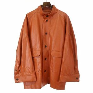 Edwina Horl エドウィナホール 22AW HBB STAND-UP COLLAR BLOUSON オーバーサイズフェイクレザーブルゾン オレンジ系 ITO4GMHM9LV0