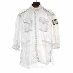 FranCisT_MOR.K.S Francis to Moke s studs design half sleeve linen gauze shirt white size :1 men's ITNLWDD44XLC