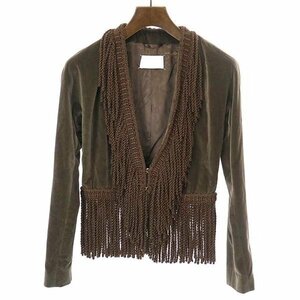 Maison Martin Margiela Maison Martin Margiela 06Aw Fringe Design Velvet Jacket Коричневый размер: 40 дам