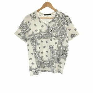 AKM エーケーエム KARAMI JERSEY S/S LEON-T ペイズリープリントTシャツ ホワイト サイズ:M メンズ ITLCNY4MHI8G