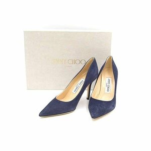 JIMMY CHOO ジミー チュウ AGNES ポインテッドトゥスウェードピンヒールパンプス ネイビー サイズ:34 1/2 レディース ITMQ3HRYB8WO