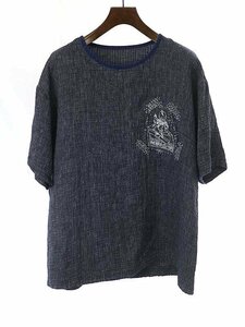 Porter Classic ポータークラシック 20SS SASHIKO LINEN PREMIUM モヒカン小僧ワッペンTシャツ ネイビー 3 ITJ79LE769FU