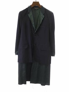 COMME des GARCONS HOMME PLUS コム デギャルソンオムプリュス カットオフレイヤードロングジャケット ネイビー M ITVZZY5JHZ8N