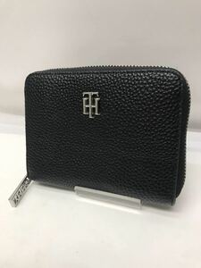 【ほぼ未使用】TOMMY HILFIGER コンパクト 財布　レザー　ラウンドファスナー　黒