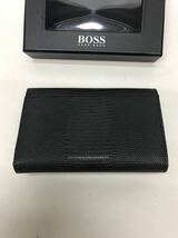 【新品未使用】レア　Hugo Boss ヒューゴ ボス 三つ折り財布 コインポケット付き リザード　トカゲ革 黒_画像8