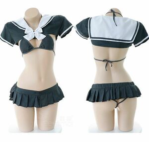 【新品】極ミニスカート半乳セーラービキニセット　サイズフリー　6475