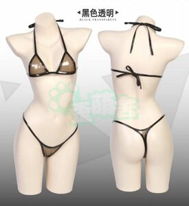 【新品・国内発送】歪萌舍　透明Tバックビキニ（黒透明・黒エッジ）フリーサイズ　6687