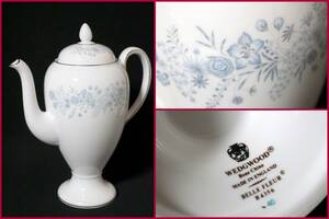 【WEDGWOOD/ウェッジウッド】BELLE FLEUR『ベルフルールコーヒーポット』満水時約1200cc《状態は良好》イギリス/廃盤/レア/青花柄/BVT3364