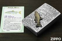 Zippo ジッポライター Vintage Cloisonne fish metal Fresh Water Fish ヴィンテージ 七宝メタル AN-サツキマス メール便可_画像3