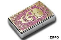 Zippo ジッポライター 200 Metal Paint Plate 真鍮板ペイントメタル ゴールドプレート 2MPP-Skull PK GP メール便可_画像3