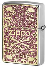 Zippo ジッポライター 200 Metal Paint Plate 真鍮板ペイントメタル ゴールドプレート 2MPP-Skull PK GP メール便可_画像2