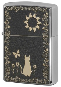 Zippo ジッポライター 200 Flat Bottom Metal Paint Plate 2MPP-Cat GY GP メール便可