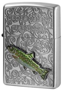 ZIPPO (ジッポ) ライター 魚 ヴィンテージフィッシュ 本七宝焼き メタル貼り 両面加工 ブルックトラウト