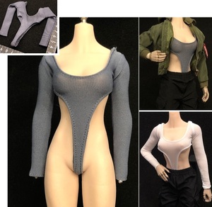  postage 84 jpy ) gray 1/6 long tanker body suit woman high leg clothes ( inspection DAMTOYS VERYCOOL TBleague phicen hot toys JIAOUDOLL