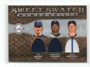 09 UD Upper Deck Sweet Spot Baseball [JOE MAUER/FRANCISCO LIRIANO/JUSTIN MORNEAU]Sweet Swatch Jersey Card (ジャージカード) no auto