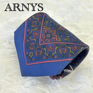 ★ARNYS★ アルニス ネクタイ ブルー ネイビー×レッド 柄 メンズ セミフォーマル