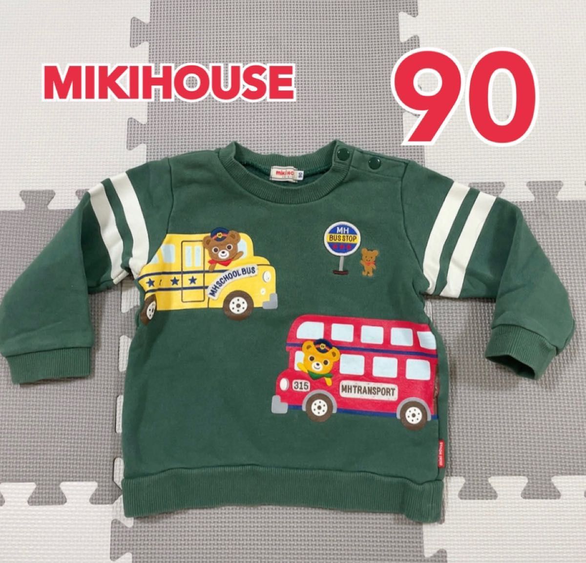 ミキハウス 長袖 ブラウス 衿 プッチ―くん 車 白80 mikihouse|PayPay
